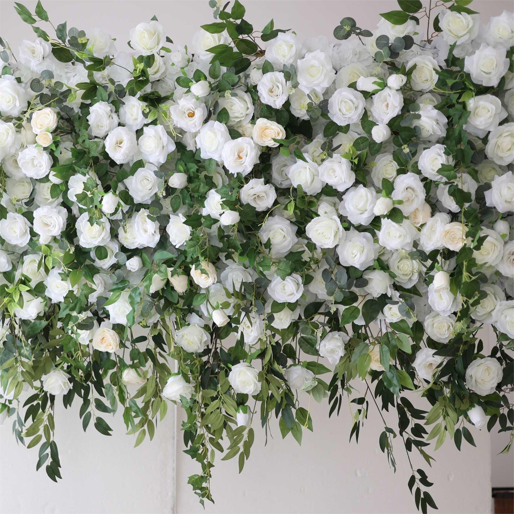 The white green florals flower wall looks vivid and lifelike.