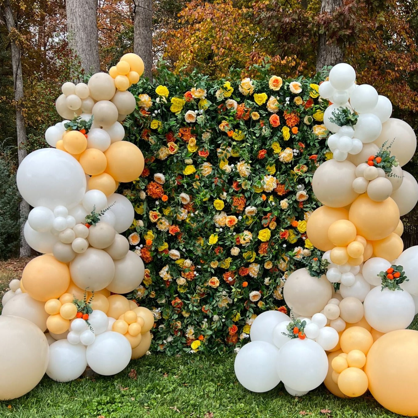 Flower Wall Green Orange Rolling Up Curtain Fabric Artificial Flower Wall Backdrop Proposal Wedding Party Decor