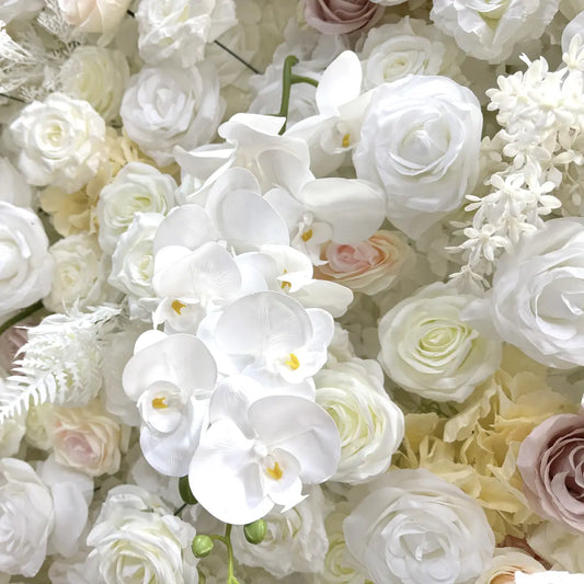 Flower Wall 3D White and Light Pink Rose Fabric Rolling Up Curtain Floral Backdrop Wedding Party Proposal Decor
