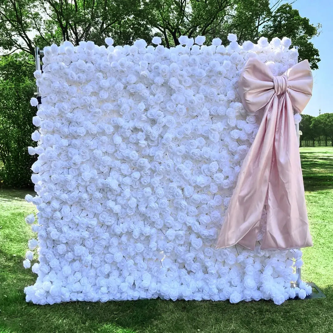 100% handmade, the 5D pure white rose flower wall provides a lifelike appearance and is easy to set up. 