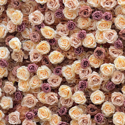 Flower Wall 5D Khaki Coffee Farbic Rolling Up Curtain for Event Party Decor