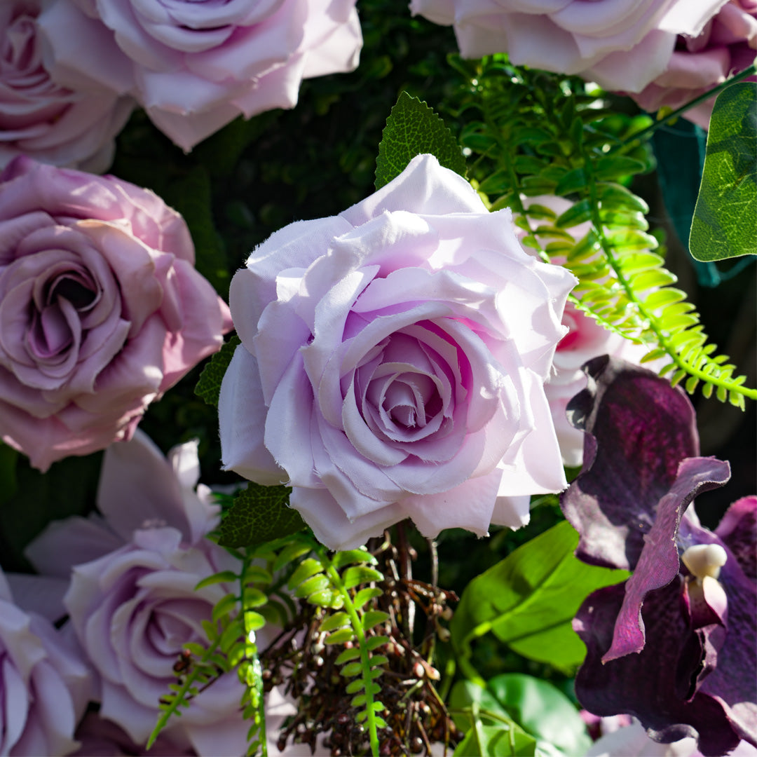 Flower Wall 5D Purple Rose Floral Backdrop Rolling Up Curtain for Wedding Event Party Decor