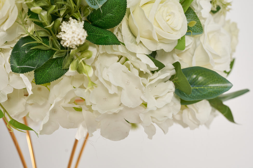 Flower Ball White Rose & Small Hydrangea Wedding Proposal Party Center