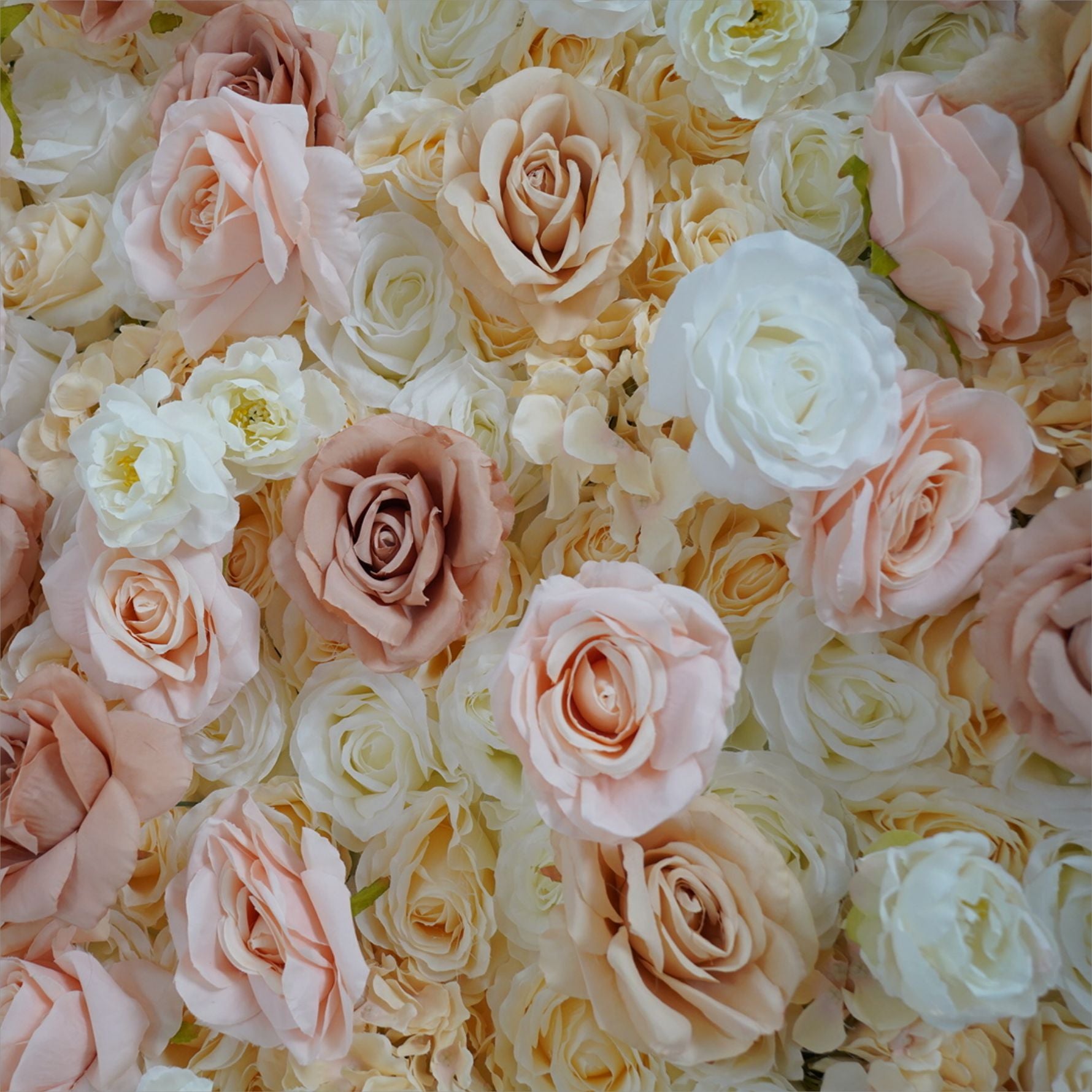 Light pink light coffee roses fabric flower wall looks elegant and noble.