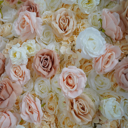 Light pink light coffee roses fabric flower wall looks elegant and noble.