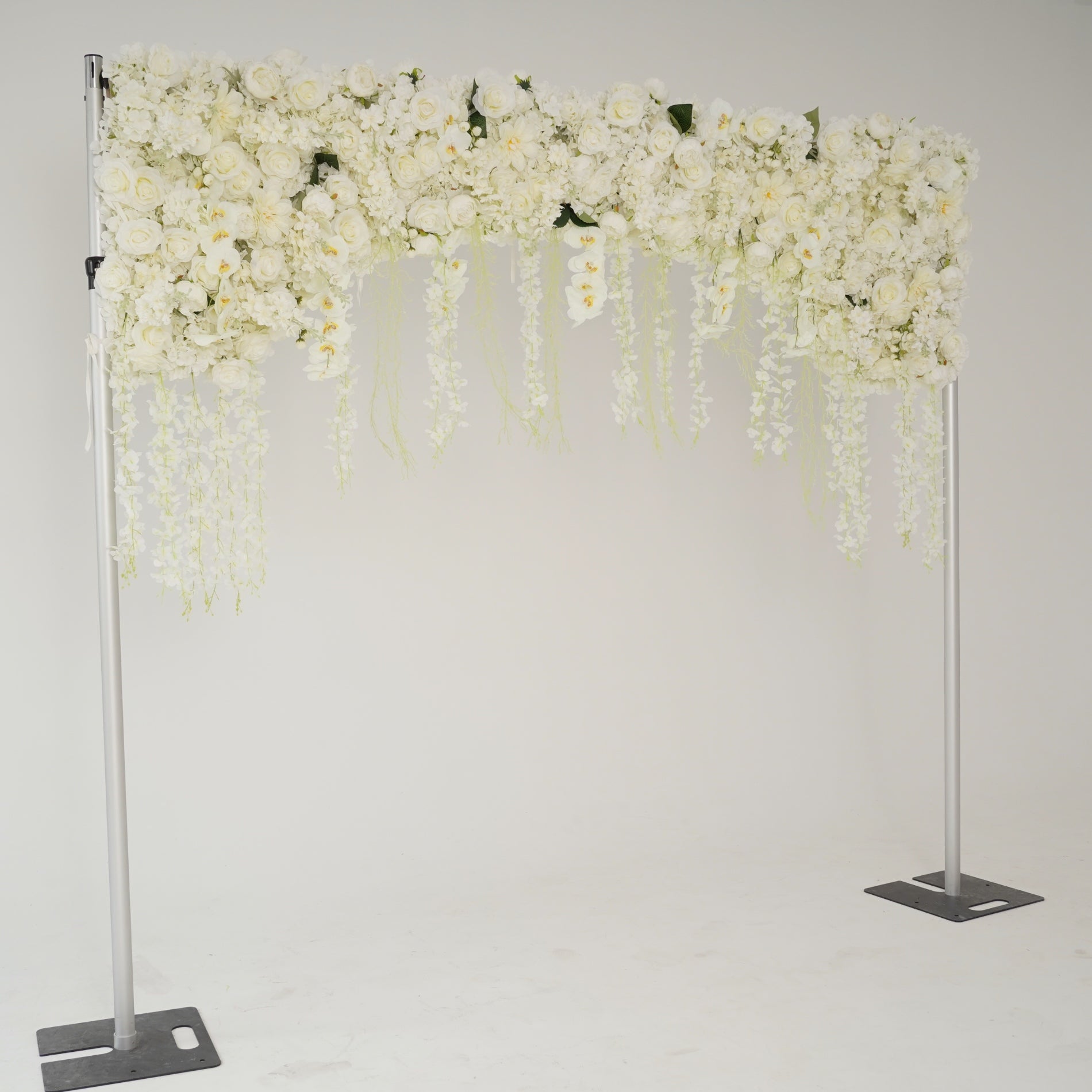 Cream white flower wall side view is designed for realism and durability with a fabric backing.
