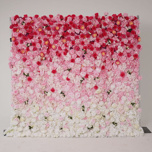 100% handmade, the gradient pink flower wall provides a lifelike appearance and is easy to set up.