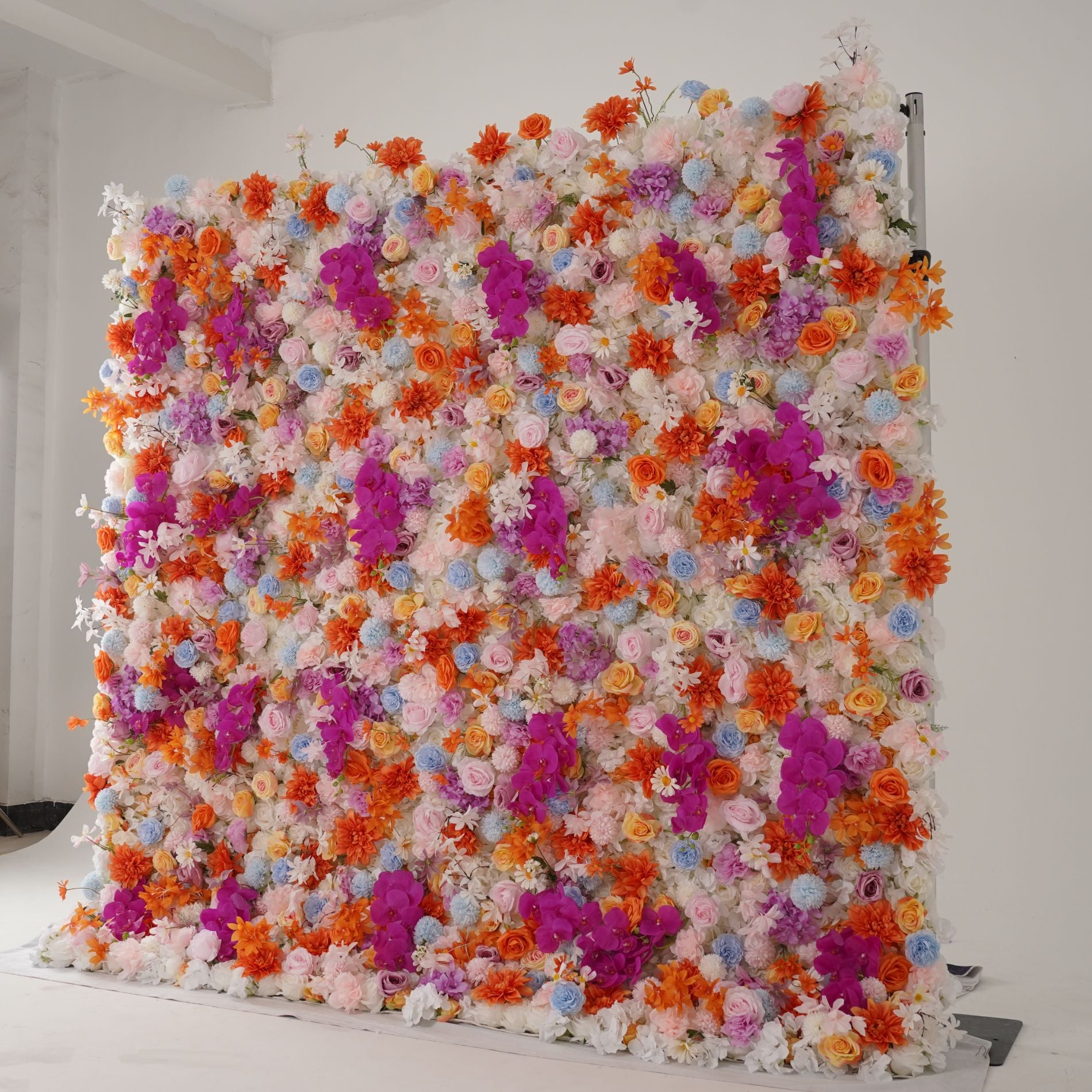 Flower Wall Colorful  Fabric Rolling Up Curtain Floral Backdrop Wedding Party Proposal Decor