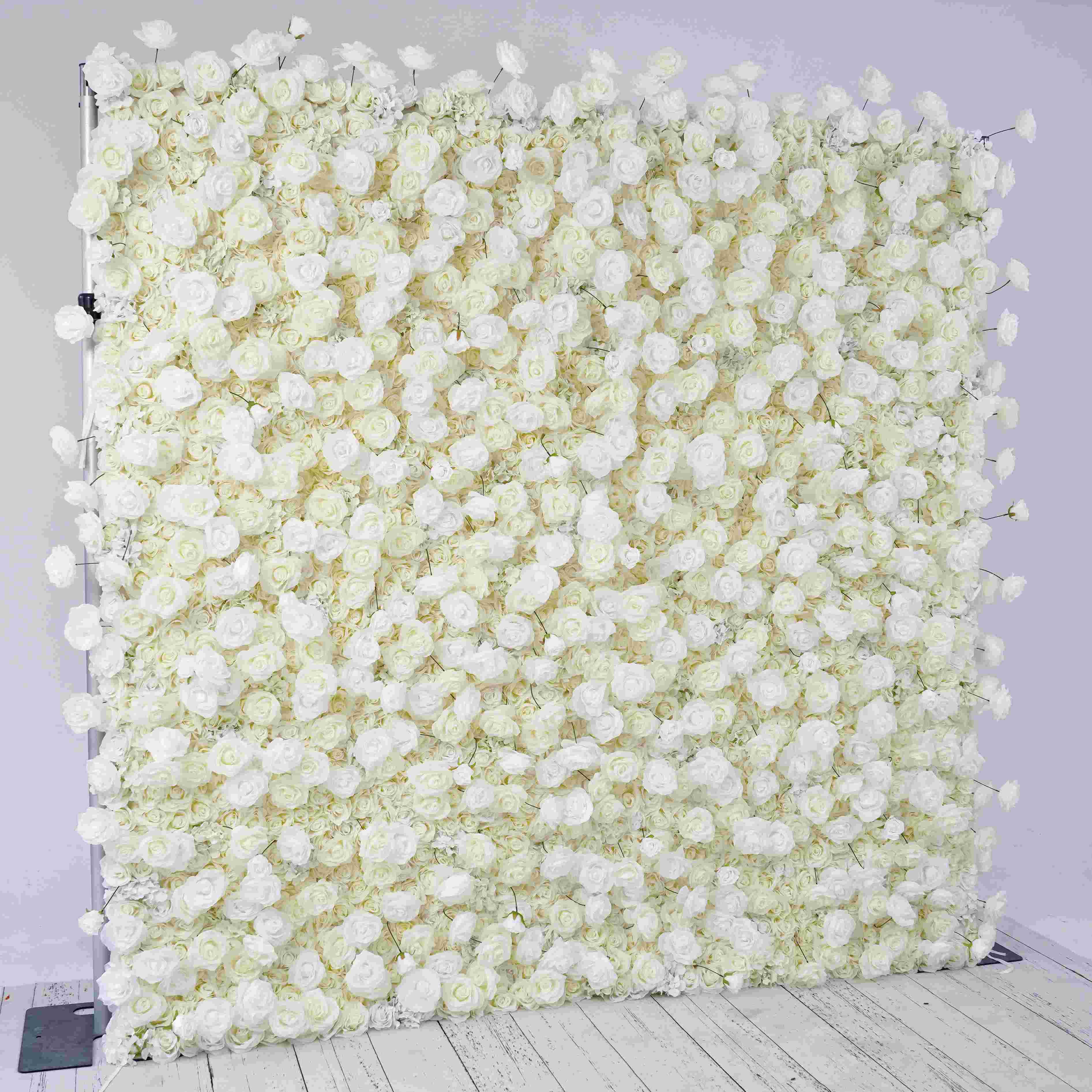 Flower Wall White and Cream White Roses Fabric Rolling Up Curtain Floral Backdrop Wedding Party Proposal Decor