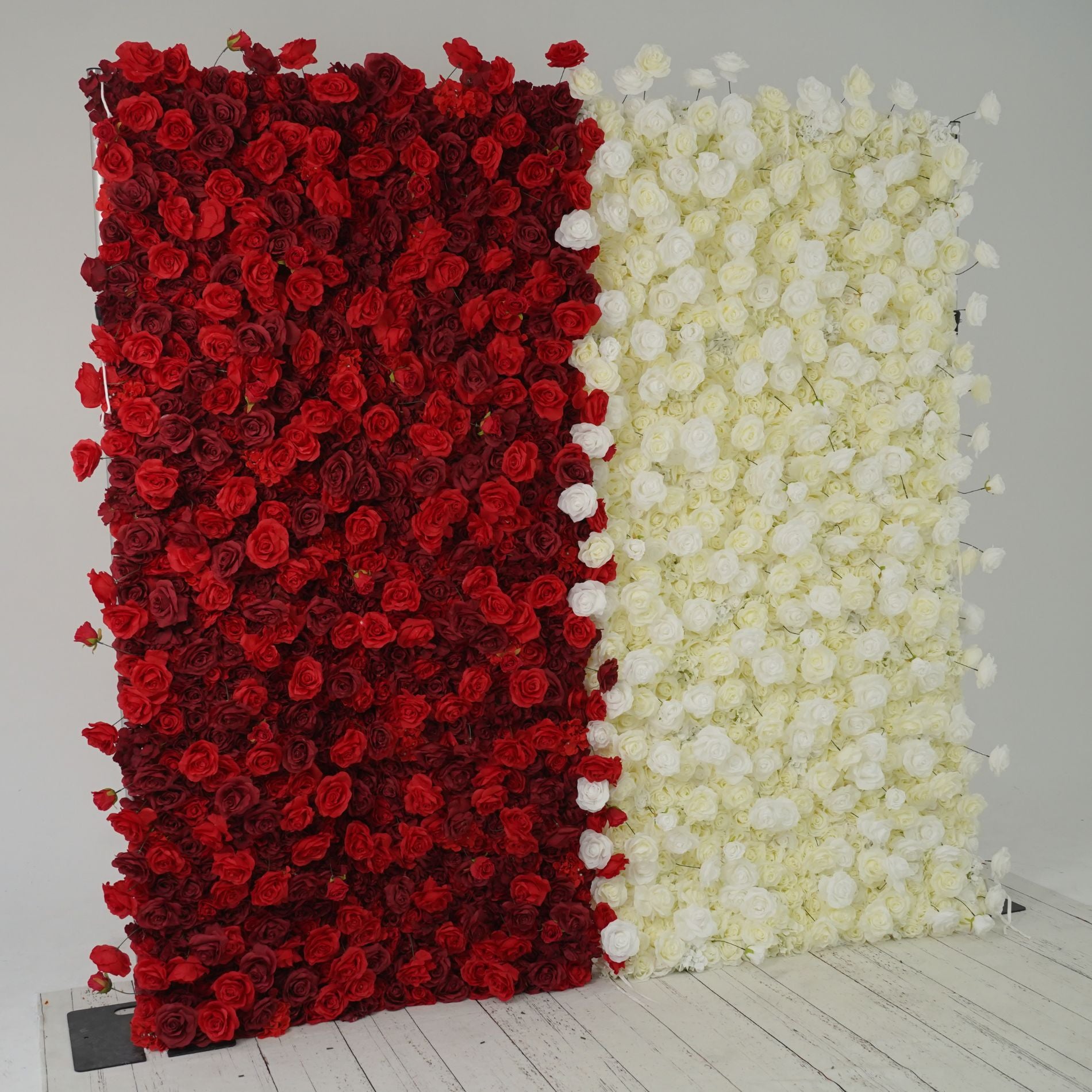 Flower Wall Red and White Roses Fabric Rolling Up Curtain Floral Backdrop Wedding Party Proposal Decor
