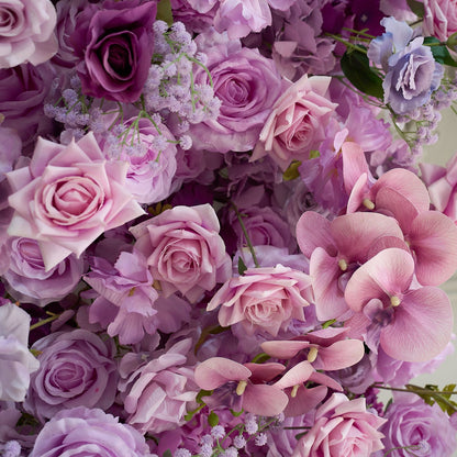 The purple roses florals flower wall looks vivid and lifelike.