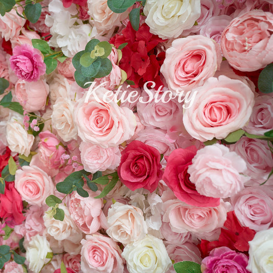 Hot rose pink flower wall looks cute and romantic.
