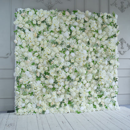 white rose flower wall side view is designed for realism and durability with a fabric backing.