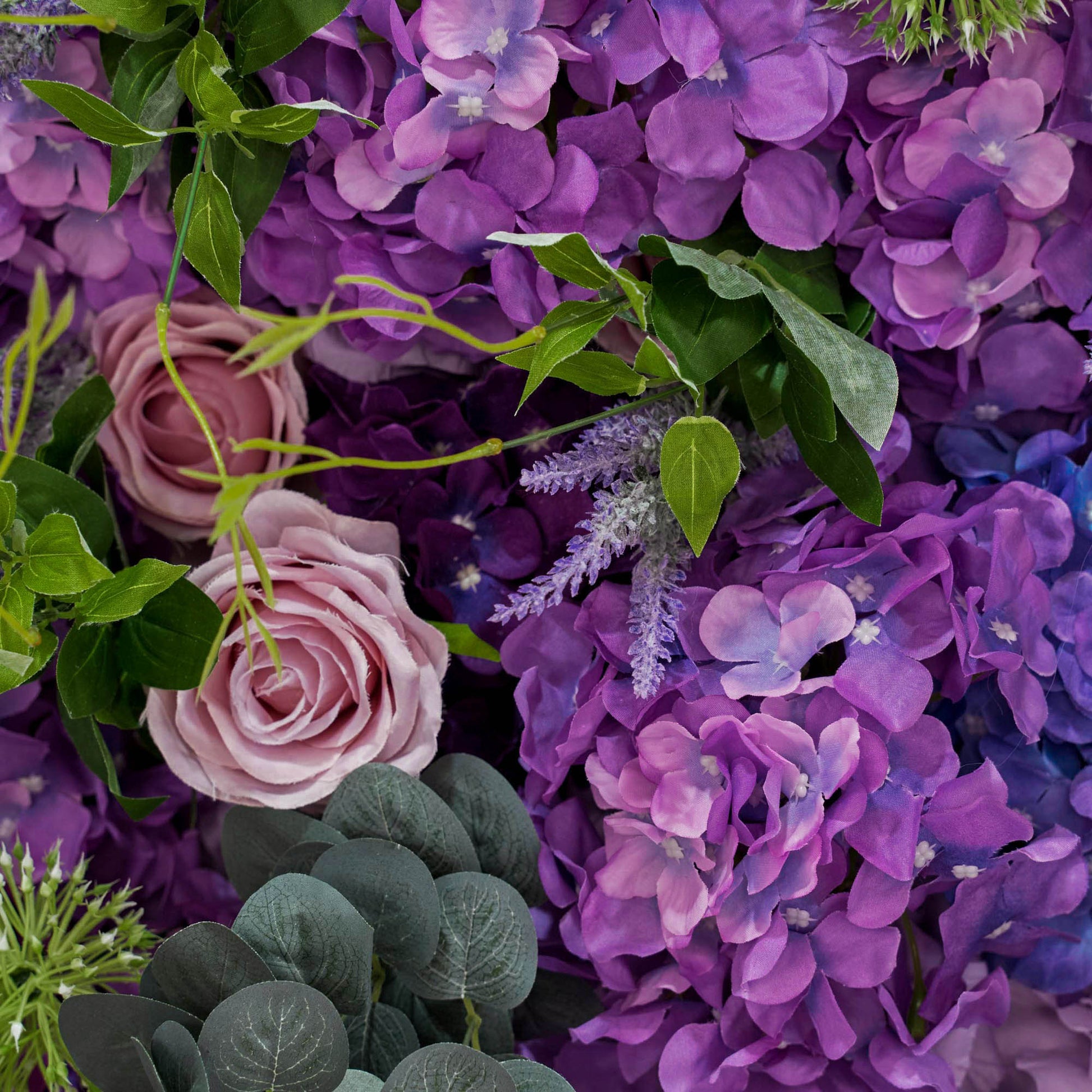 Vibrant colors give purple flower walls detailed realism and beauty.