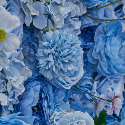 Flower Wall 3D Navy Blue Artificial Fabric Rolling Up Floral Backdrop Flowers