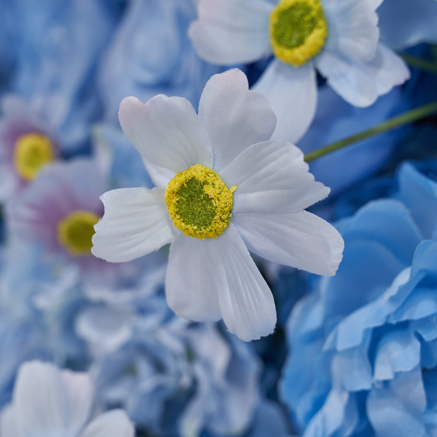 Flower Wall 3D Navy Blue Artificial Fabric Rolling Up Floral Backdrop Flowers