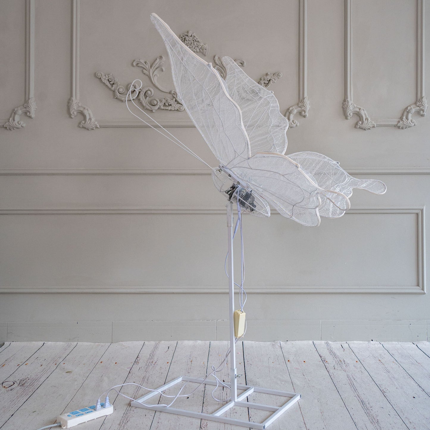 Set of 2 White Electric Butterfly Light Party Lights for Event Wedding Decor Props - KetieStory