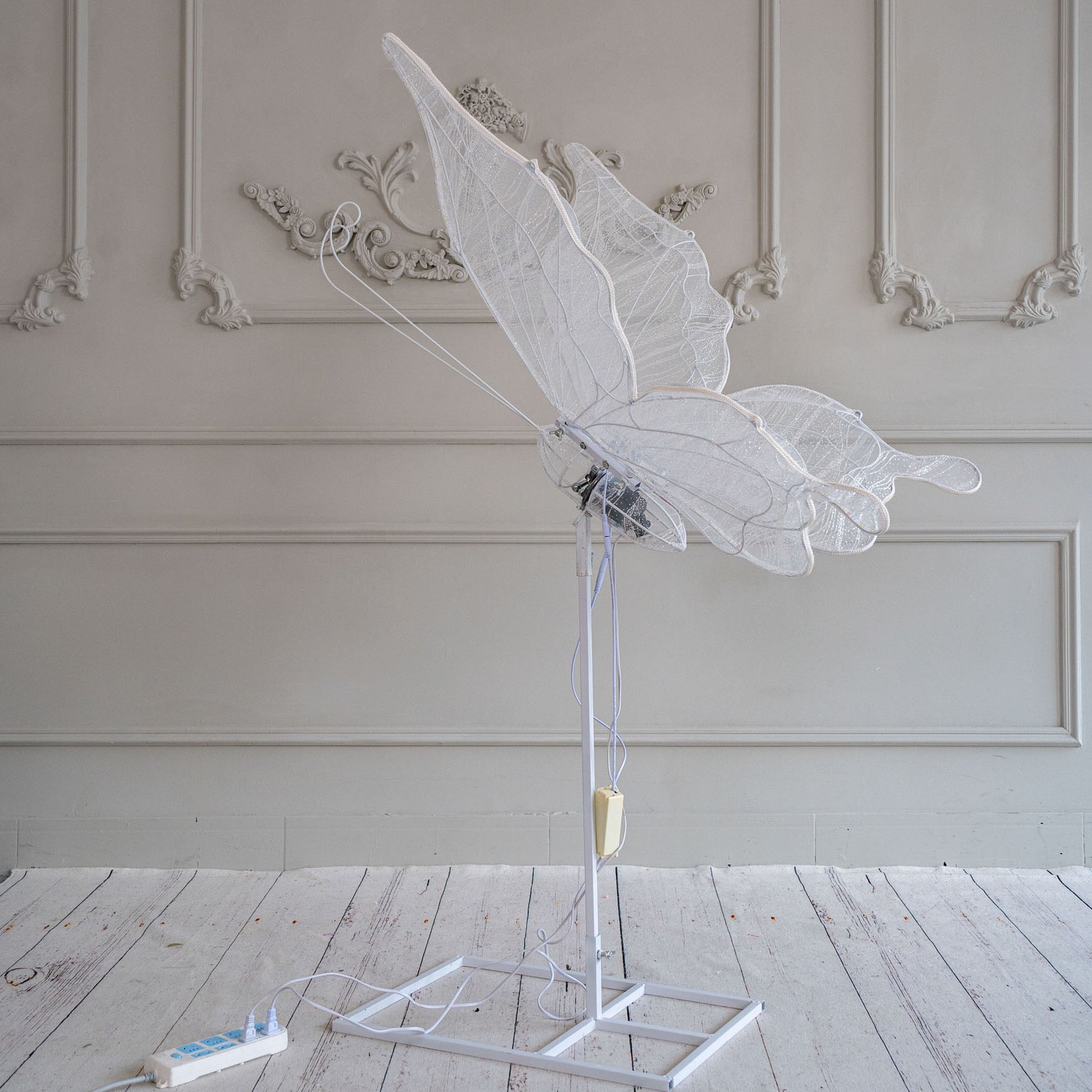 Set of 2 White Electric Butterfly Light Party Lights for Event Wedding Decor Props - KetieStory