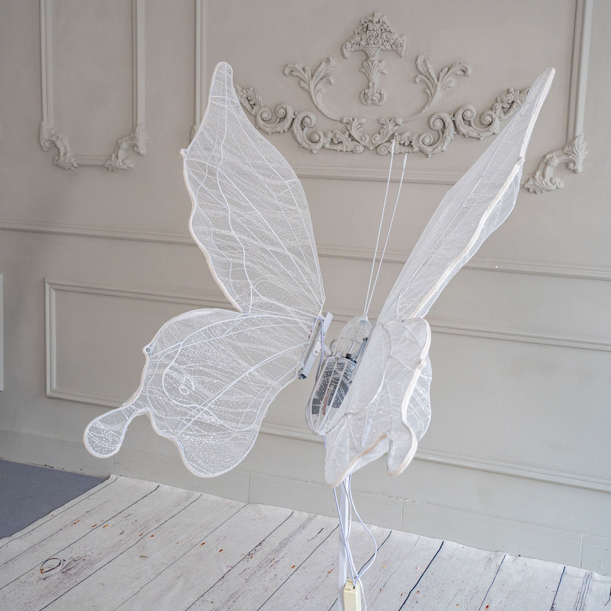 Set of 2 White Electric Butterfly Light Party Lights for Event Wedding Decor Props - KetieStory