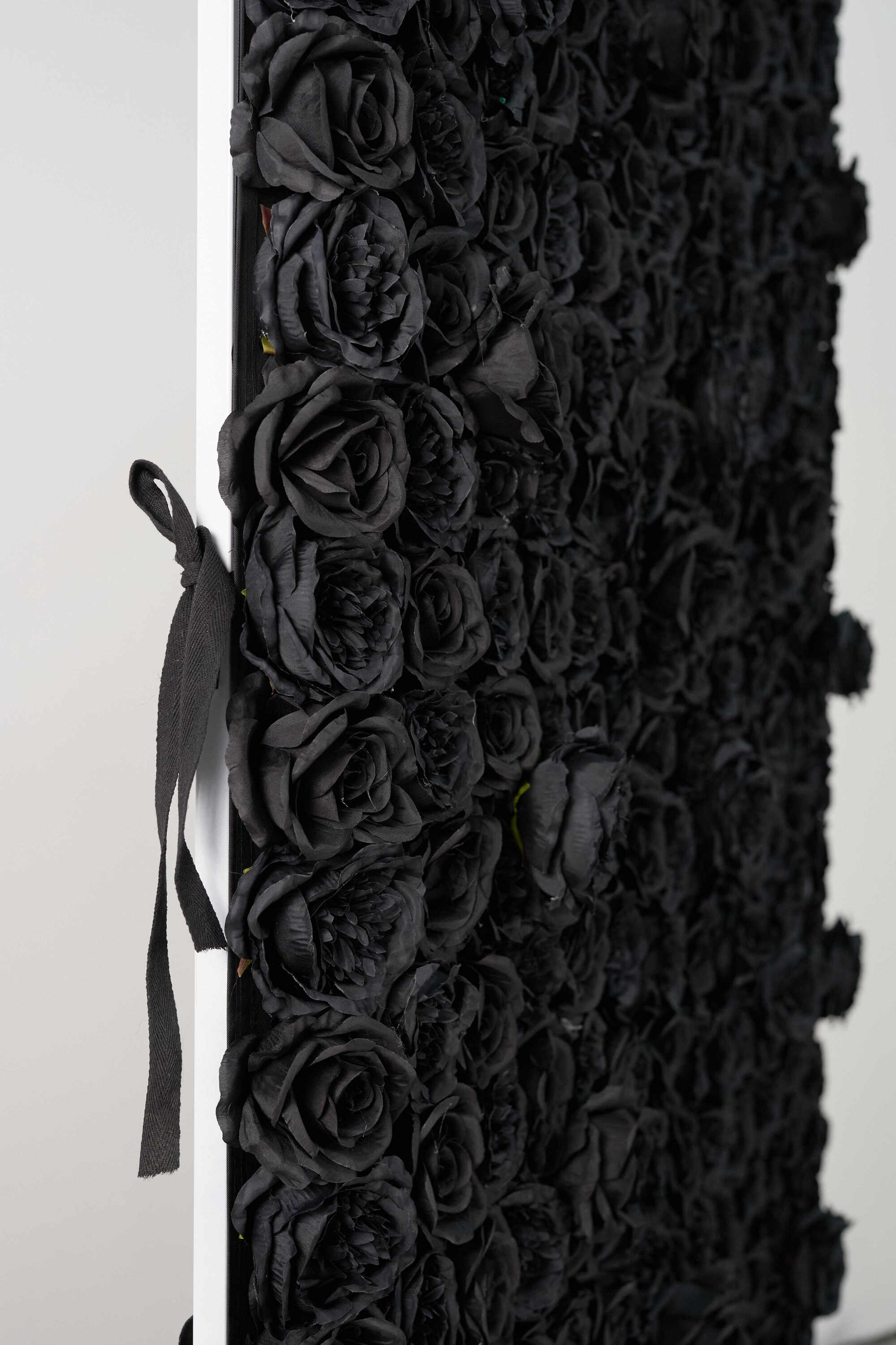 Flower Wall Pure Black Rose Fabric Rolling Up Curtain Floral Backdrop Wedding Party Proposal Decor