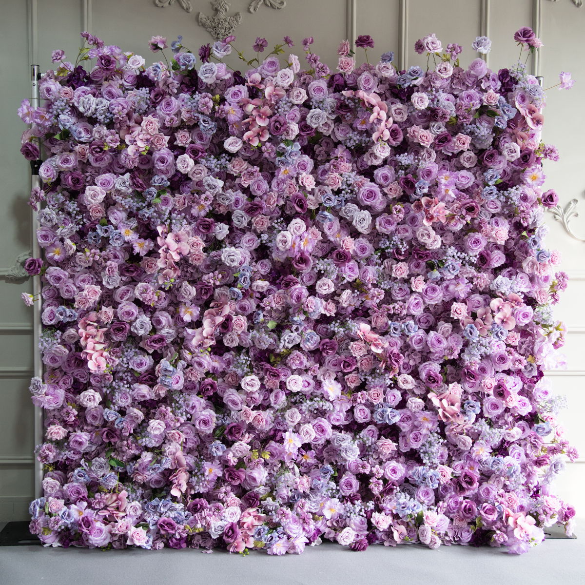 Flower Wall 5D Purple Rolling Up Curtain Floral Backdrop Wedding Party Proposal Decor