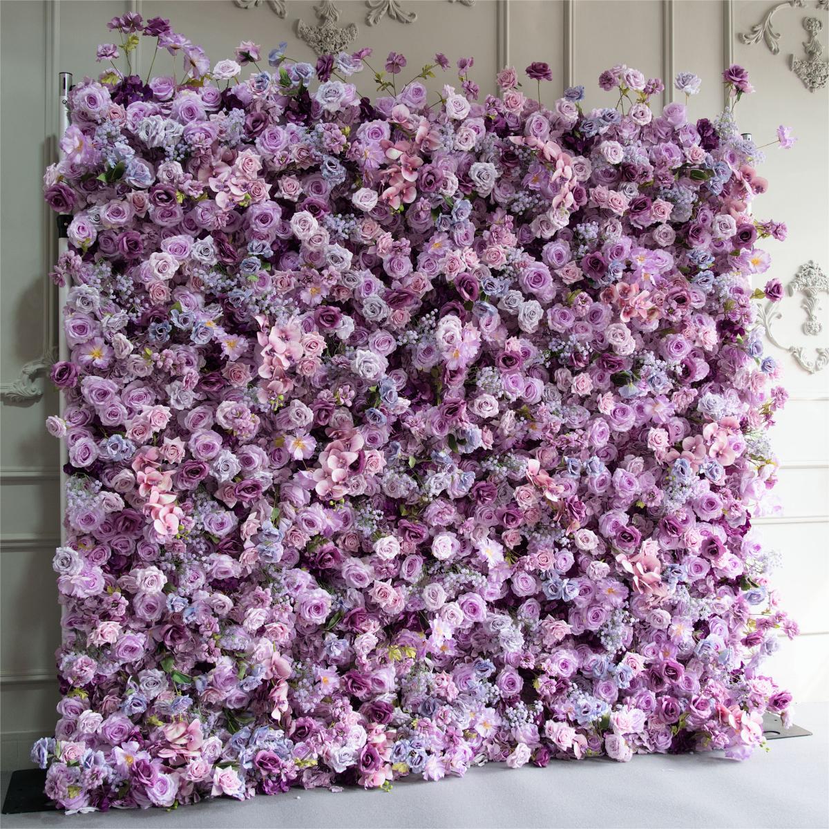 Flower Wall 5D Purple Rolling Up Curtain Floral Backdrop Wedding Party Proposal Decor
