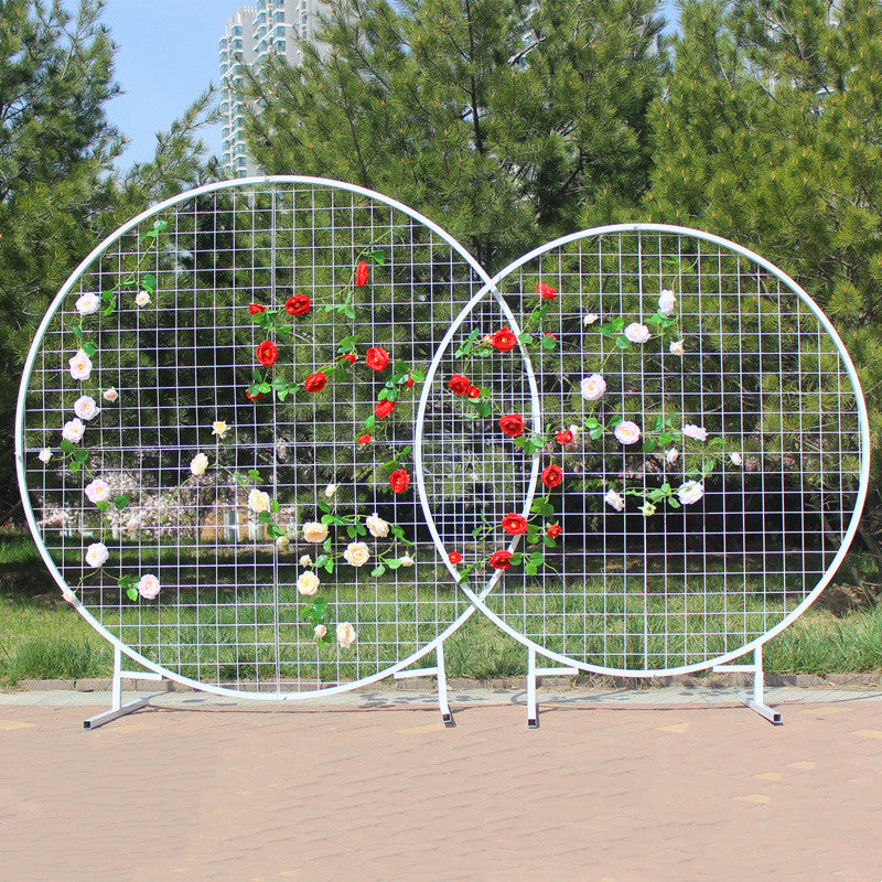 Round Stand Frames Grid Single Pole Round Door Outdoor Lawn Wedding Flower Gate - KetieStory