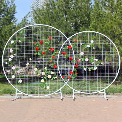 Round Stand Frames Grid Single Pole Round Door Outdoor Lawn Wedding Flower Gate - KetieStory