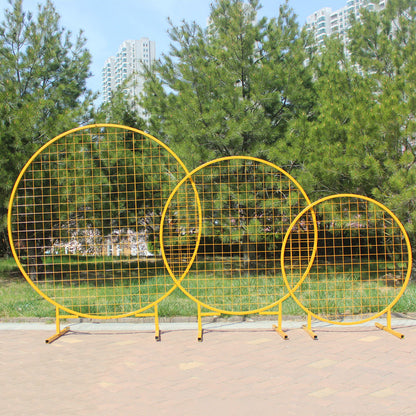 Round Stand Frames Grid Single Pole Round Door Outdoor Lawn Wedding Flower Gate - KetieStory
