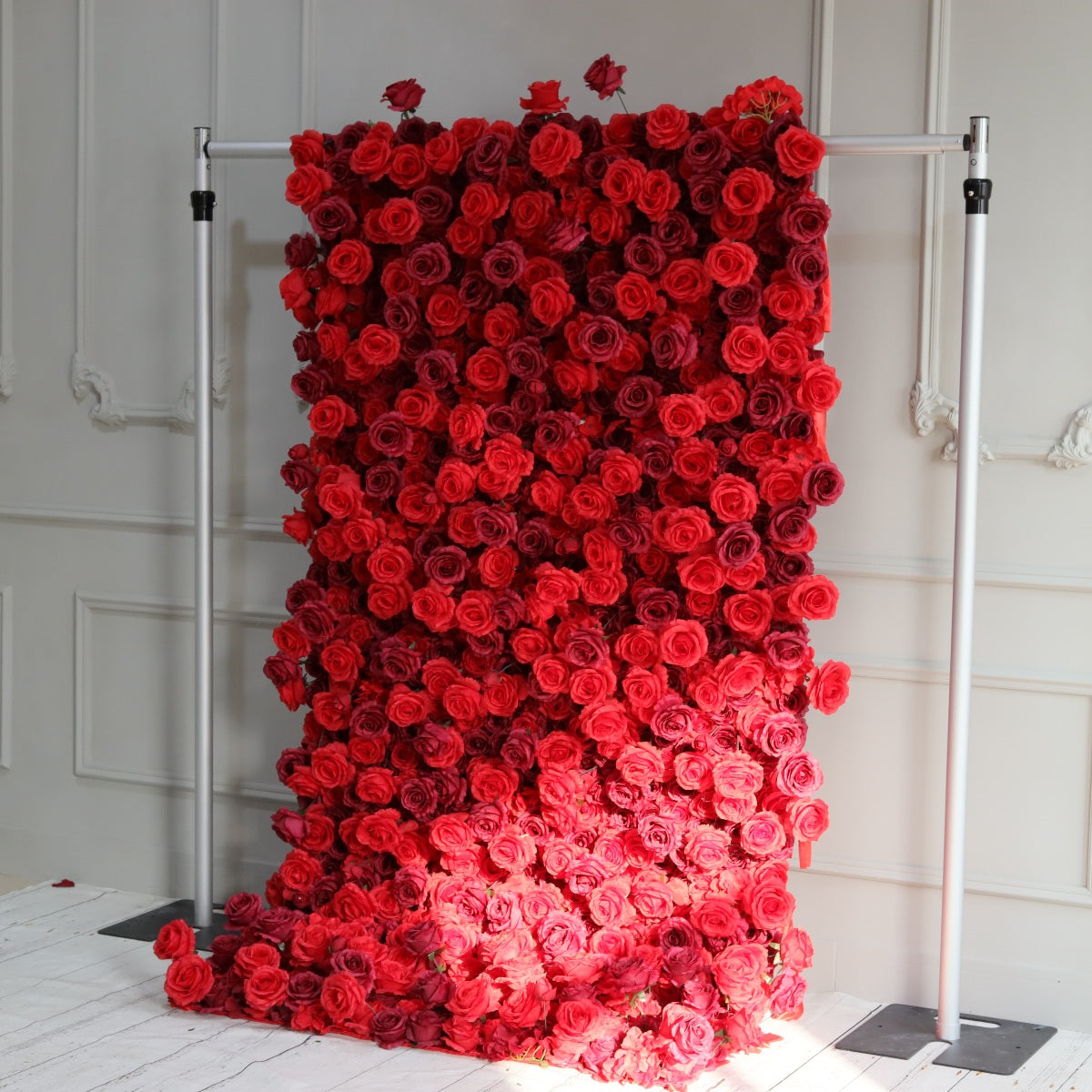 Flower Wall Red and Wine Red Rose Fabric Rolling Up Curtain Floral Backdrop Wedding Party Proposal Decor