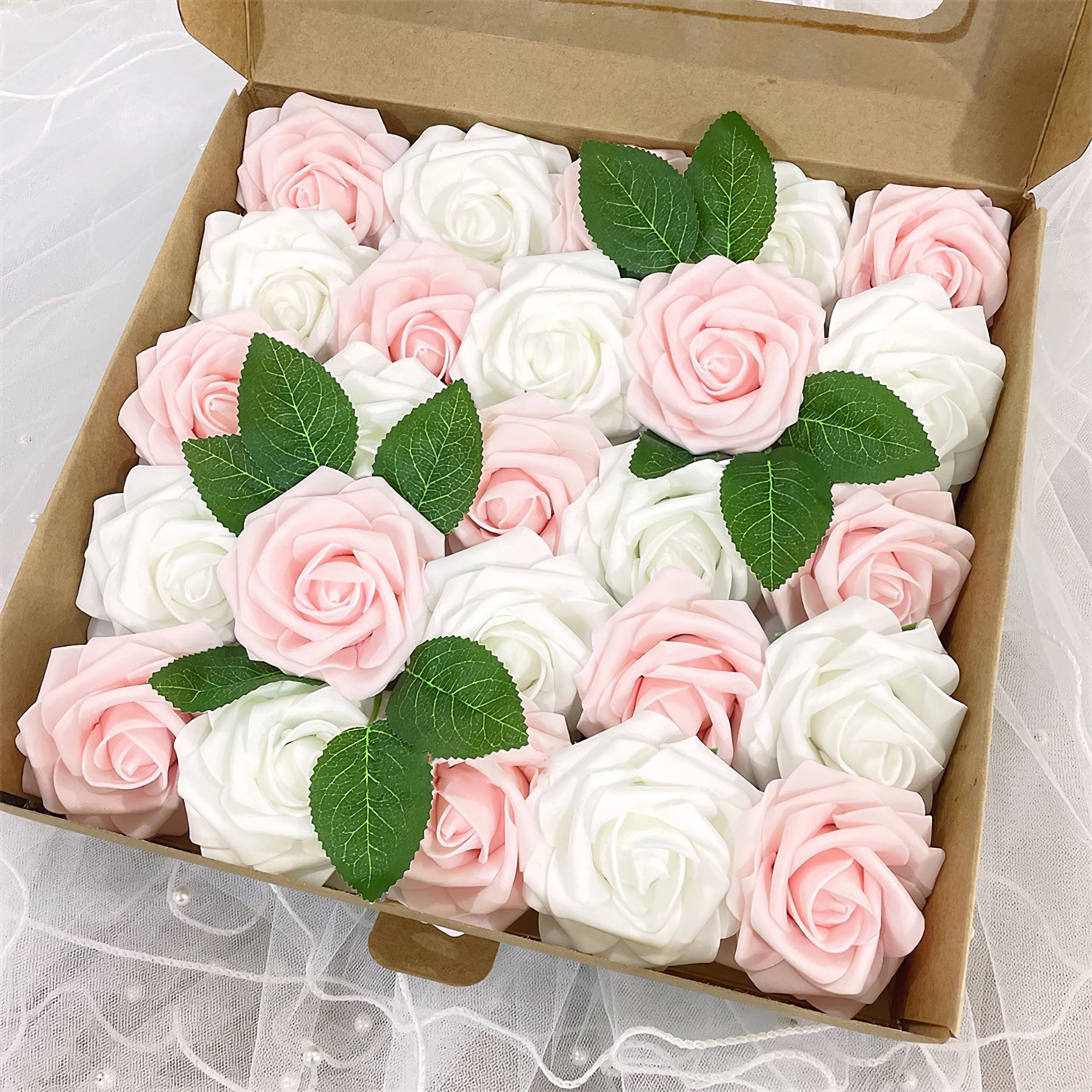 Flower Box Silk Flower Mixed Color Roses Series for Wedding Party Decor Proposal