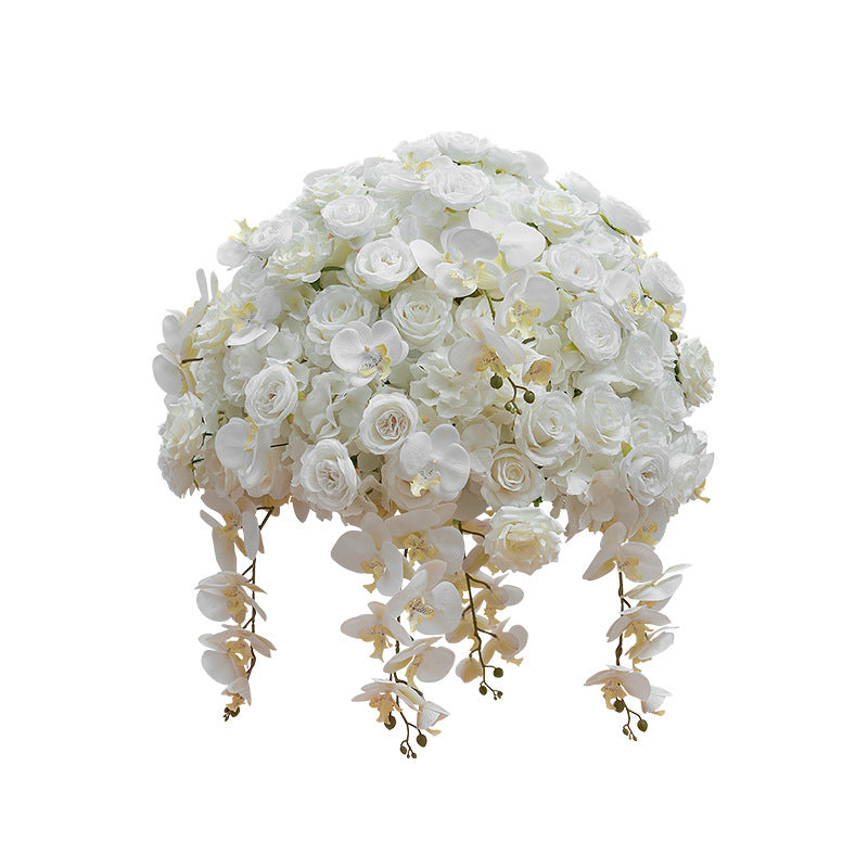 Table Flowers White Phalaenopsis Rose Flower Ball Wedding Decoration