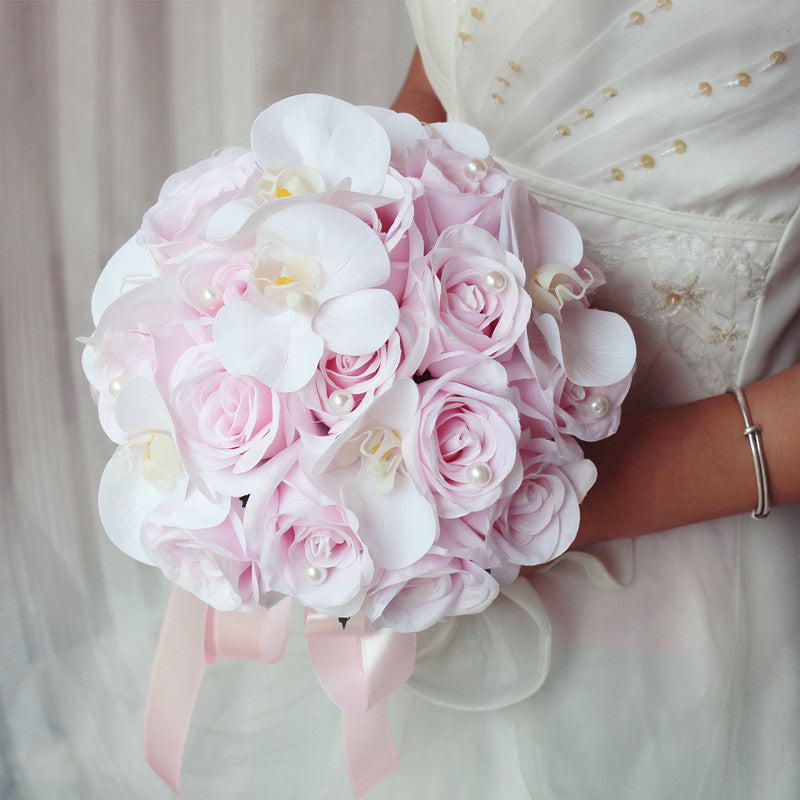 Bridal Bouquet Kate Rose in White & Pink Series for Wedding Party Proposal - KetieStory
