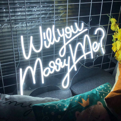 Will You Marry Me Neon Sign Acrylic Plate for Wedding Party Proposal Wall Decor - KetieStory