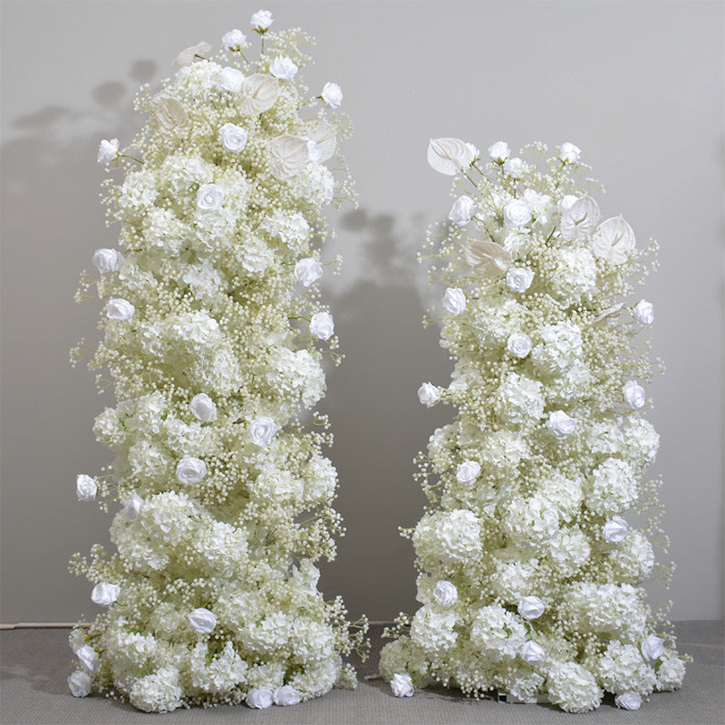 Flower Arch White Baby's Breath Hydrangea Rose Artificial Floral Event Proposal Wedding Decoration