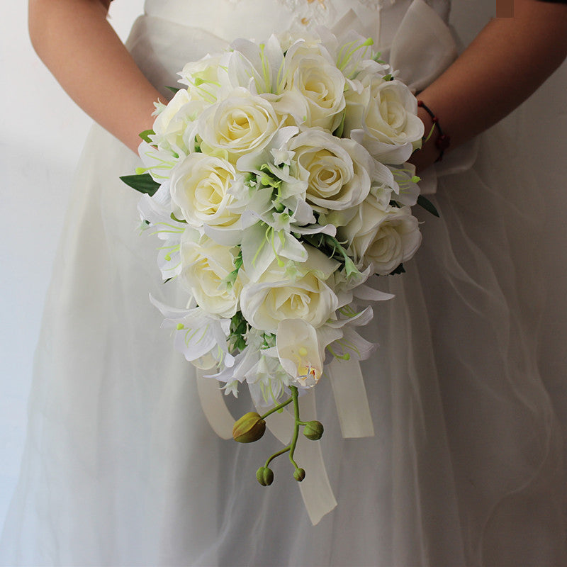 Cascade Bridal Bouquet Lily White for Wedding Party Proposal