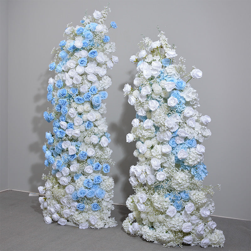 Flower Arch Blue White Roses Artificial Florals Backdrop Event Proposal Wedding Decoration