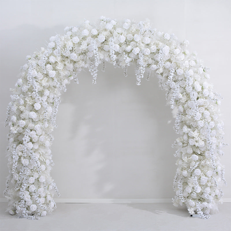 Flowers Arch Set Blossom White Roses for Wedding Event Decoration Proposal Decor