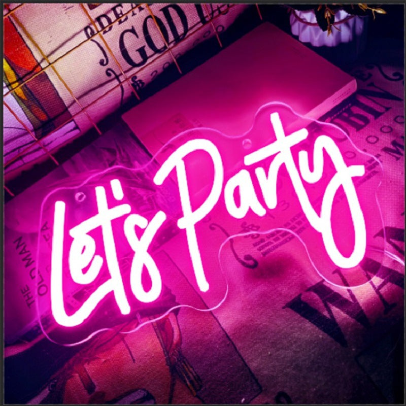 Let's Party Neon Sign Acrylic Plate for Party Wall Decor Wedding Christmas Birthday