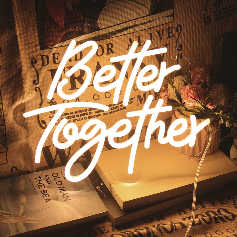 Better Together Neon Sign Acrylic Plate  for Party Wall Decor Christmas Birthday Wedding Bar Shop