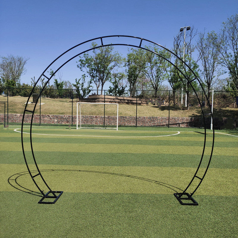 Black Round Stand Wedding Props Wrought iron Double Pole Arch Flower Stand Frames - KetieStory
