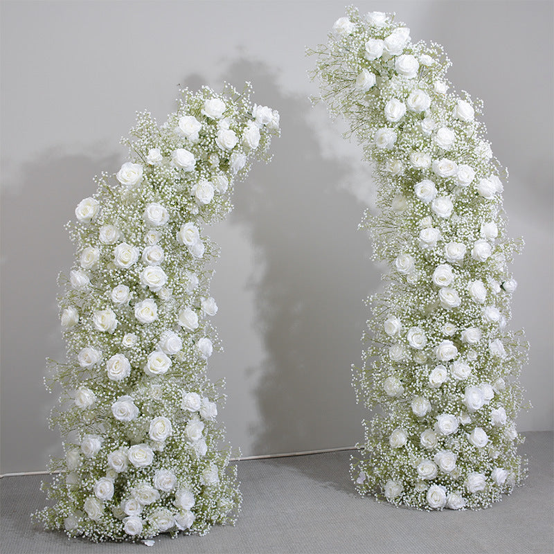 Flower Arch Baby's Breath Roses Artificial Horn Floral Event Proposal Wedding Decoration