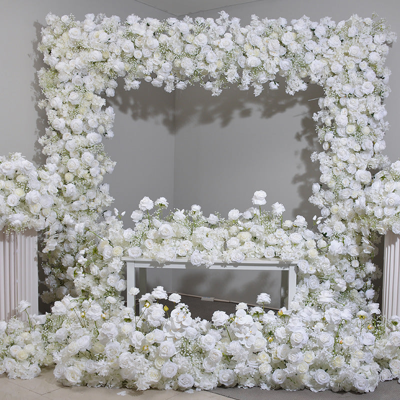 White Rose Flower Arch Set for Wedding Party Proposal Decor - KetieStory