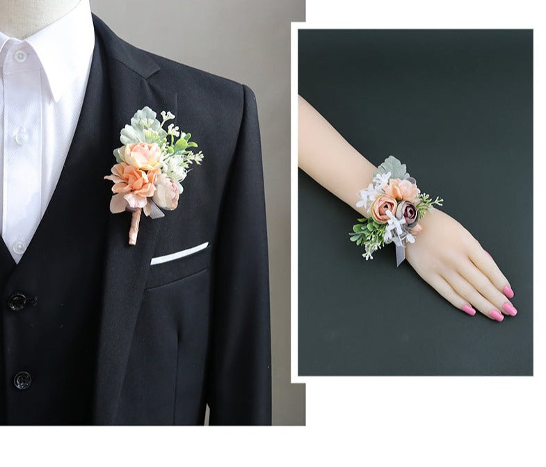Wrist Flower Corsages Champagne White Series for Wedding Party Proposal Decor