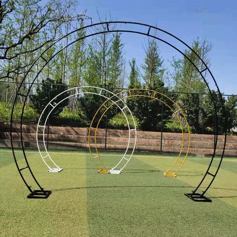 Black Round Stand Wedding Props Wrought iron Double Pole Arch Flower Stand Frames - KetieStory