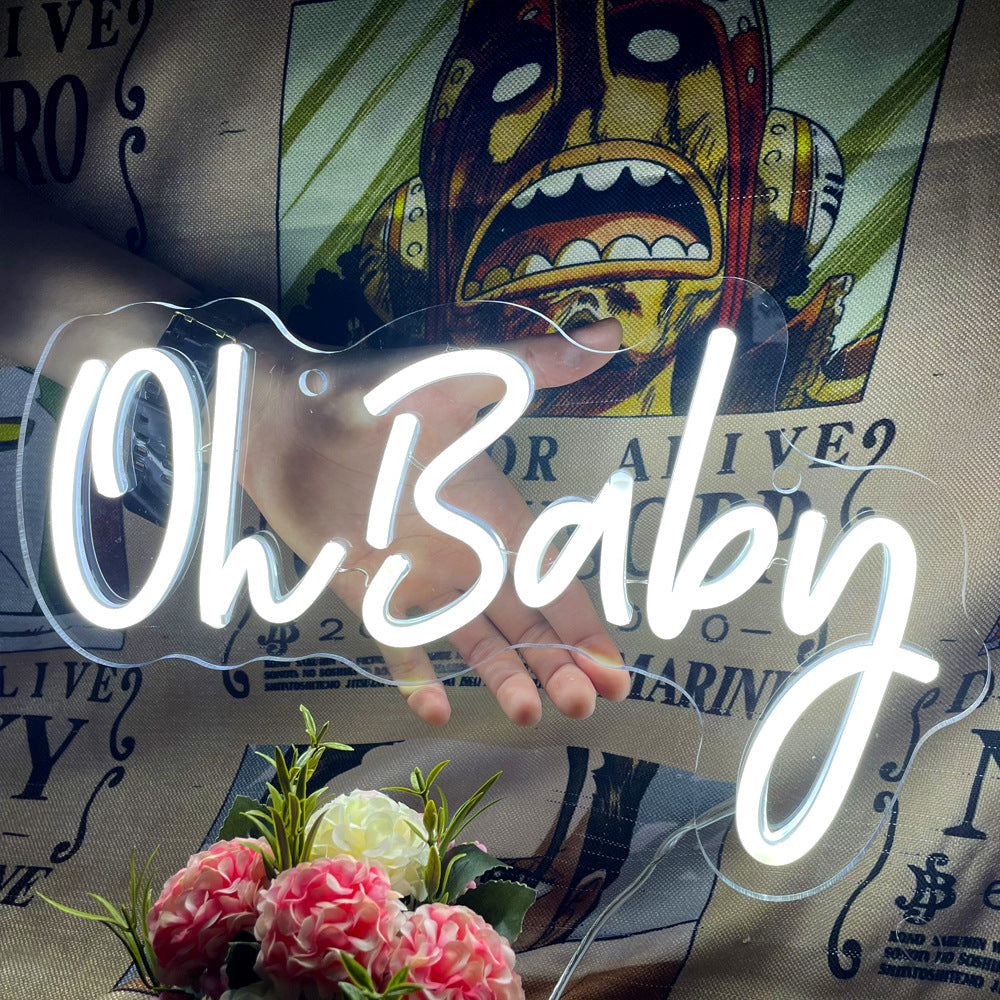 Oh Baby Neon Sign Acrylic Plate for Party Wall Decor Christmas Birthday Wedding - KetieStory