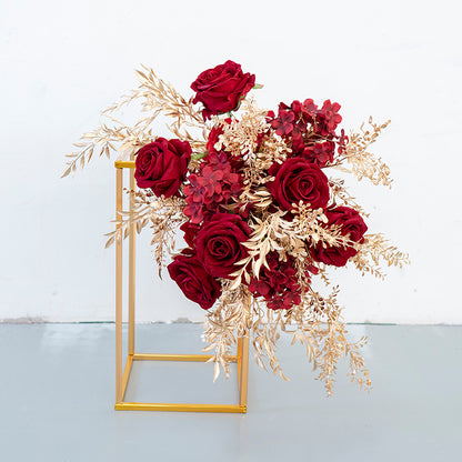 Red Gold Cube Road Flower Ball Wall Hanging Frames Decorative Floral Arrangement Proposal Decor - KetieStory