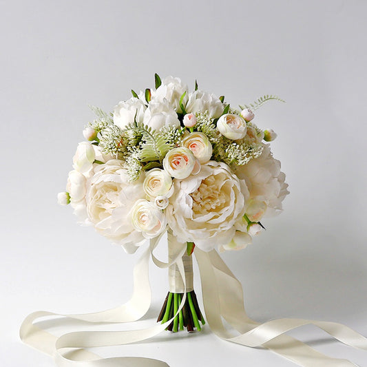 Bridal Bouquet Light Champagne & White for Wedding Party Proposal - KetieStory