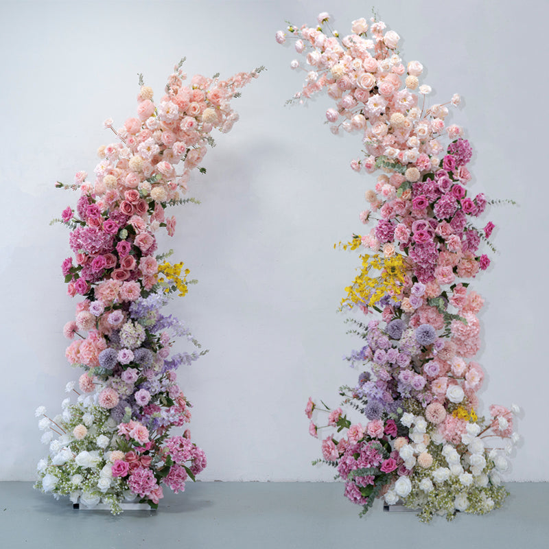 Flower Arch Pink Purple Rose Artificial Florals Backdrop Event Proposal Wedding Decoration