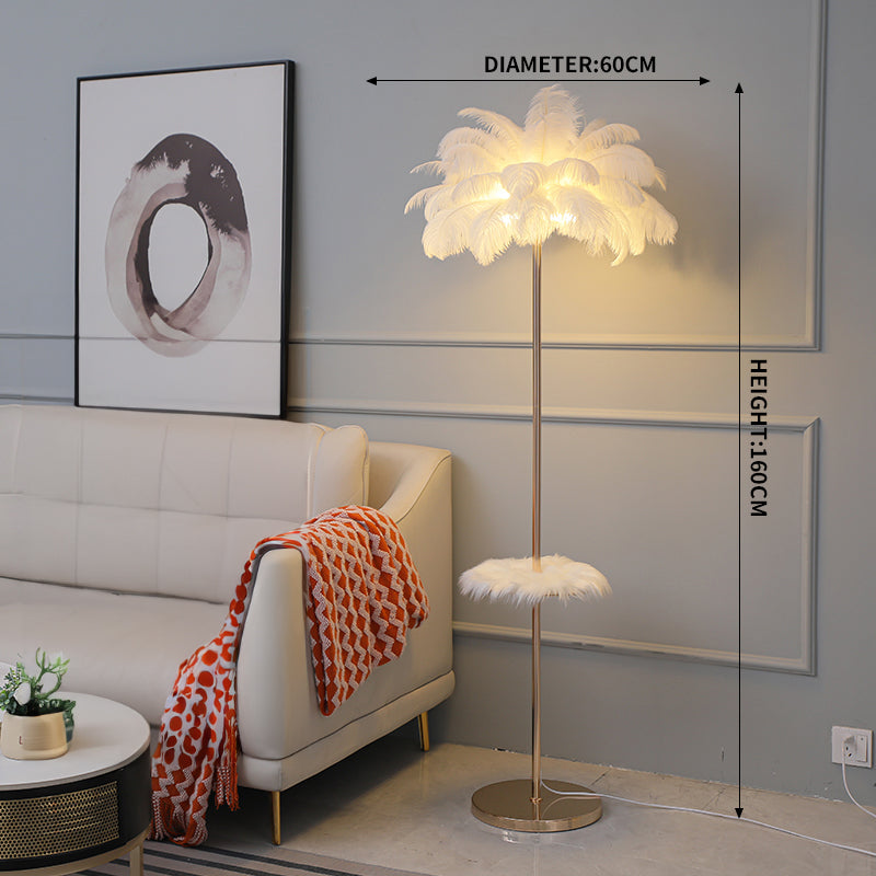 Ostrich Feather Lights Floor Lamp for Wedding Party Home Decor Anniversary - KetieStory